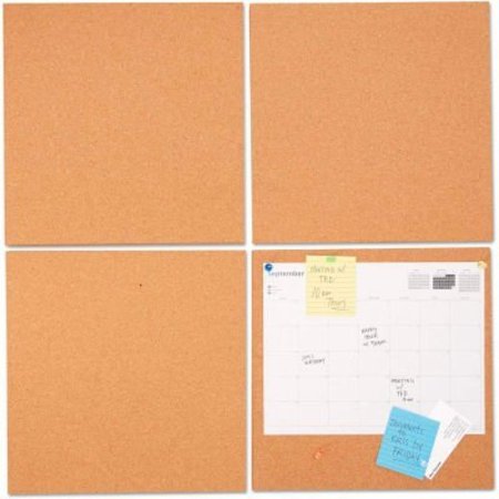 UNIVERSAL Bulletin Board Tile Panels - Natural Cork - 12in x 12in - Pack of 4 43404